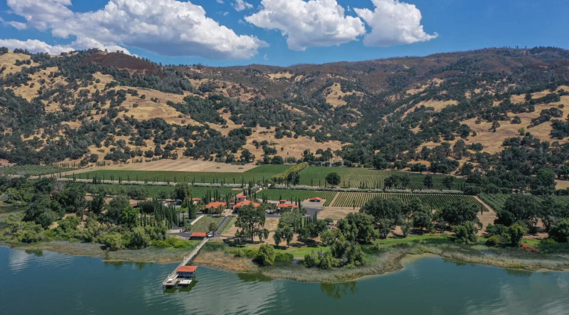 California vineyard for sale with luxury lakeside wine estate on Clear Lake